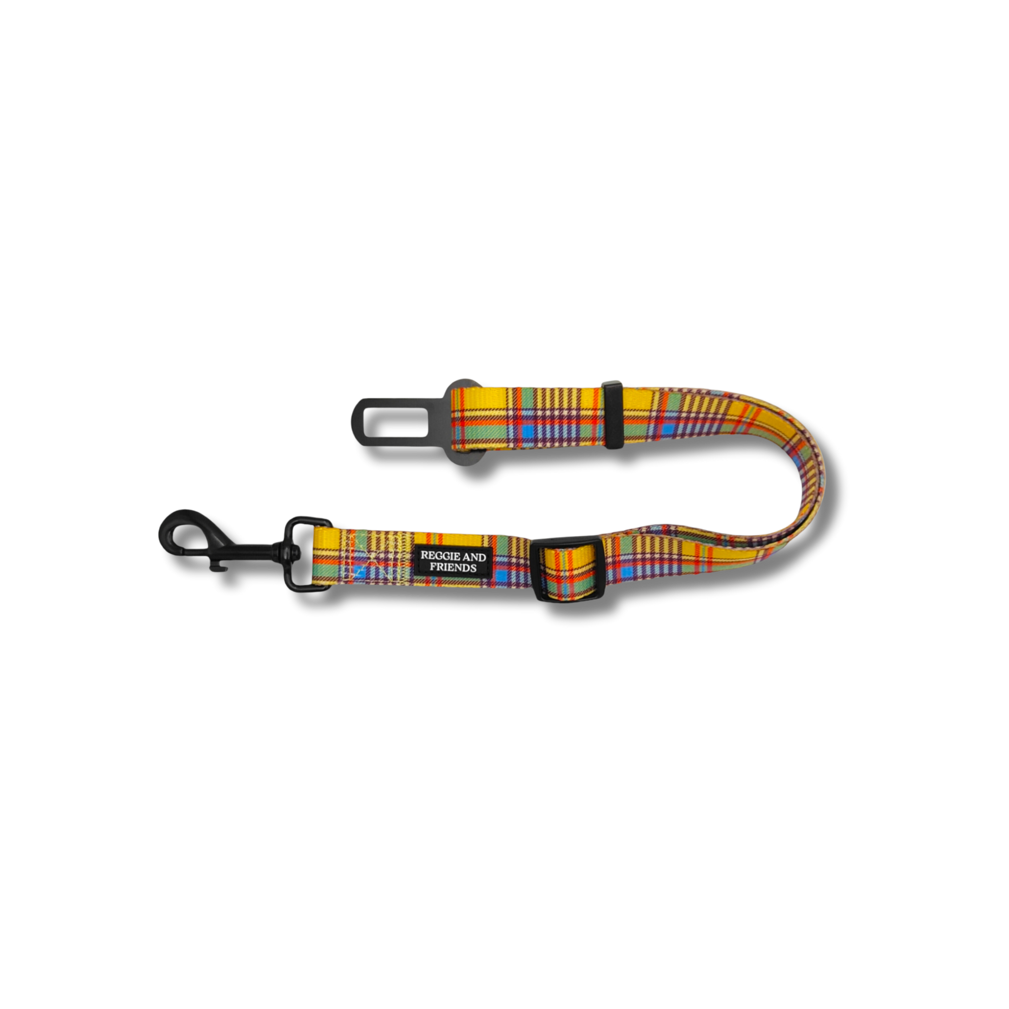 Yellow Tartan Pet Seatbelt - Reggie and Friends